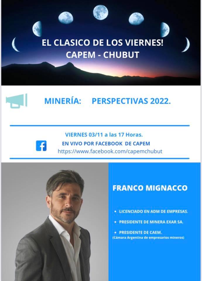 EL presidente de la Cámara Argentina de Empresarios Mineros participará del ciclo de charlas de CAPEM EL presidente de la Cámara Argentina de Empresarios Mineros participará del ciclo de charlas de CAPEM