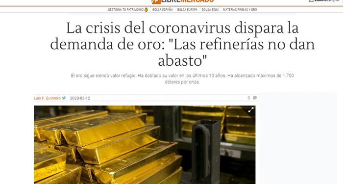 El presidente de SEMPI valora el impacto de la crisis del coronavirus en el mercado del oro